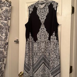 NWT Black and White Swing Dress with Lace Design